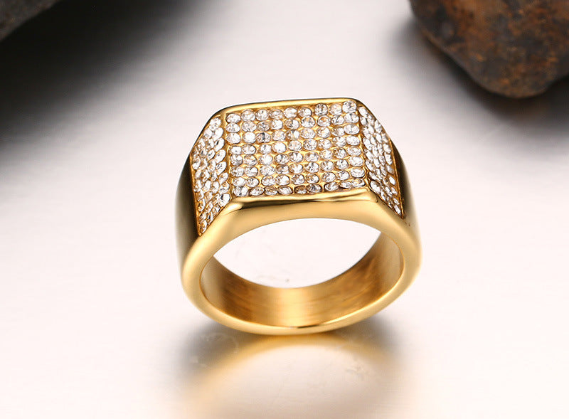 Bague en diamant en acier titane pour hommes