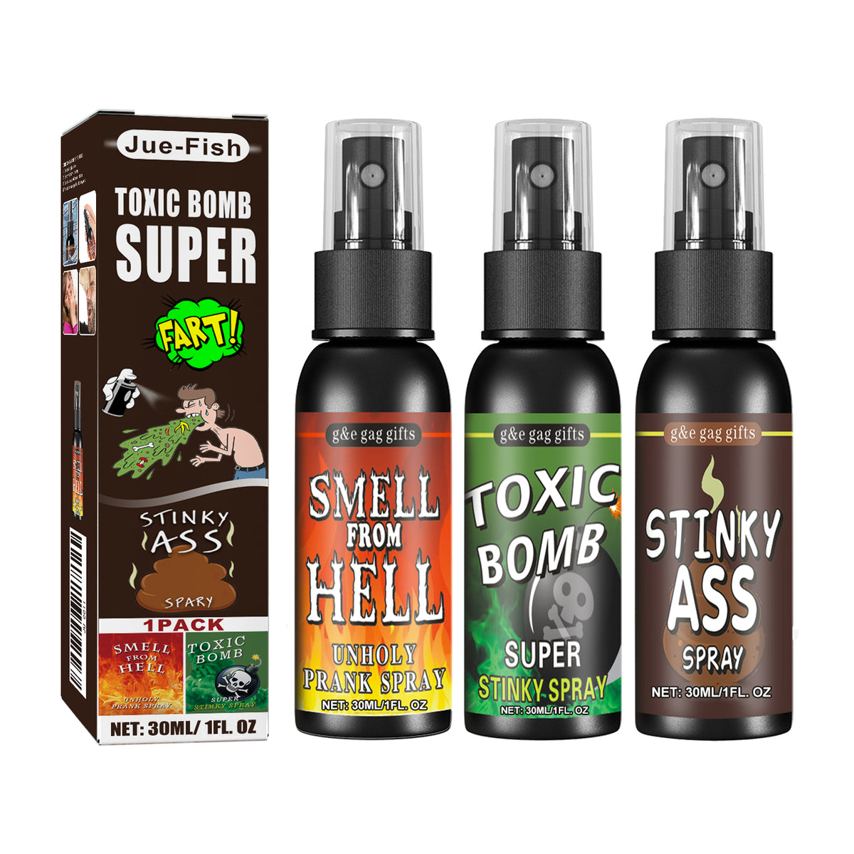 Funny Funny Toy Stink Entertainment Spray Avril Jour de la folie Trick Spray 3 pièces 1 Bo