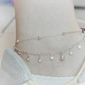 1pc 999 Argent Sterling Double-Layer Star & Perle Anklet