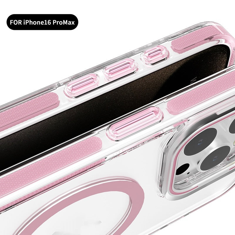 Cas de téléphone magnétique transparent avec boîtier de protection de film de lentille