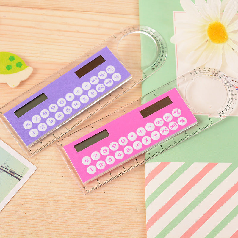 Vente de calculatrice solaire Mini Magnificateur multifonction Ultra-fin Ruler fournitures de bureau