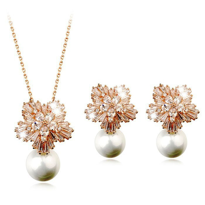 Collier collier de haute qualité de tempérament coréen boucles d'oreilles ensemble avec bijoux en zircon micro