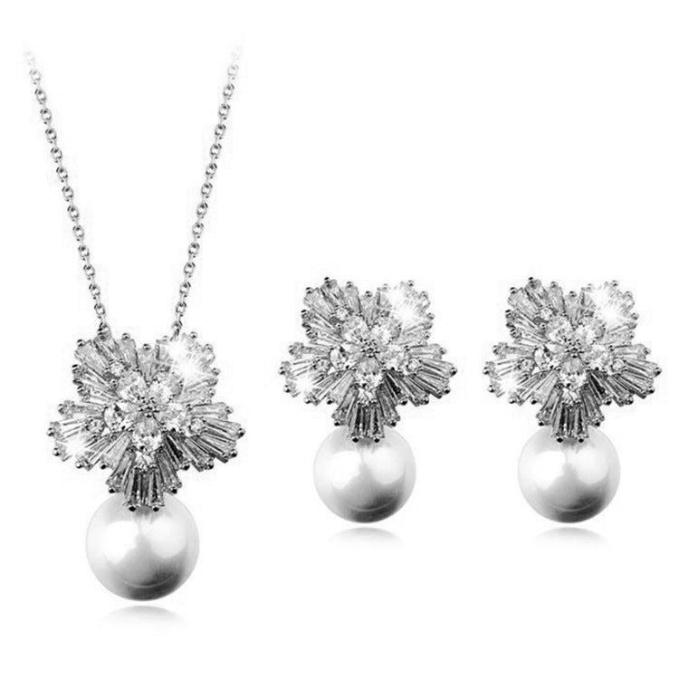Collier collier de haute qualité de tempérament coréen boucles d'oreilles ensemble avec bijoux en zircon micro