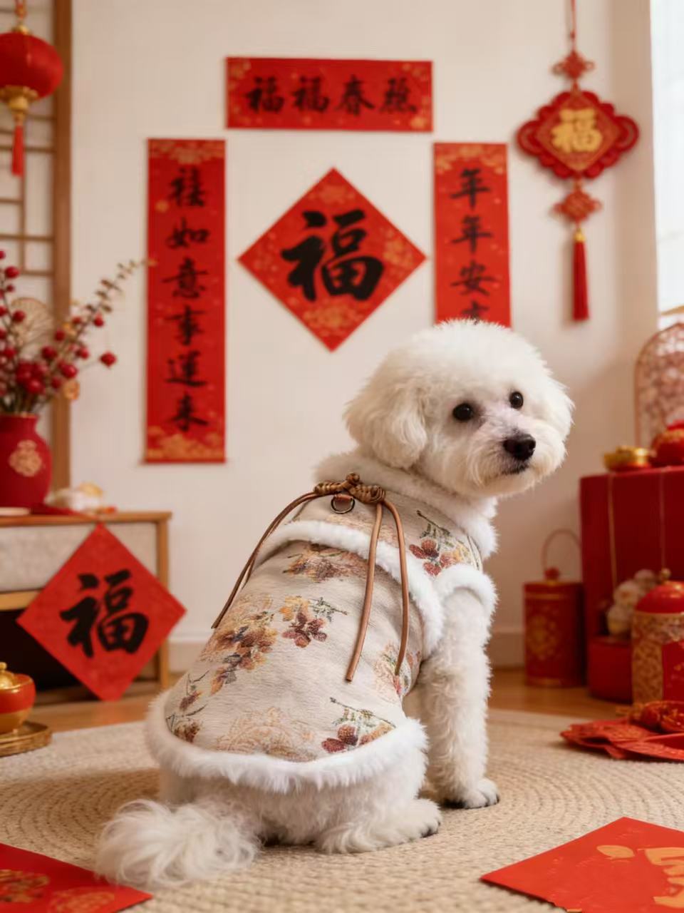 Vintage-Print Chinese Traditional Style Animal Year Outfit