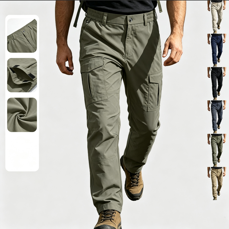 Pantalon de travail imperméable de printemps et d'automne pour hommes avec de multiples poches et une grande taille extérieure