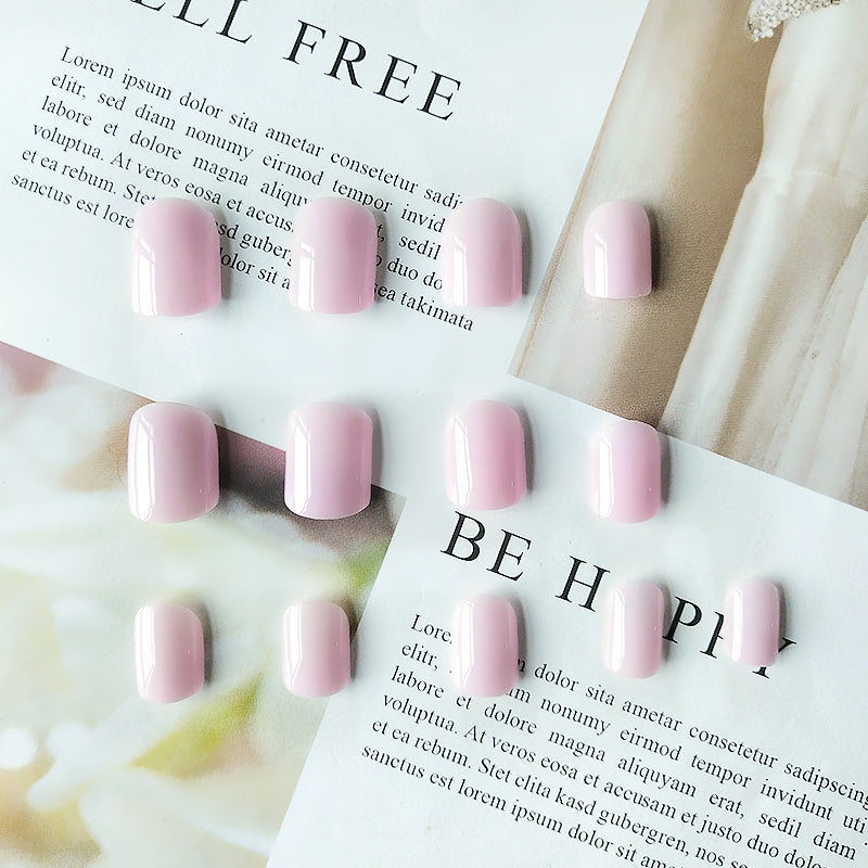 24 pièces Short Square Minimalist Fashion Nail Polish Set en couleur rose Pure Desire. Longue Pr