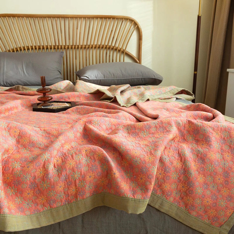 Pure Cotton Light Luxury Fil de trois couches Multi-fonctionnel Couverture Cotton Summer Qui