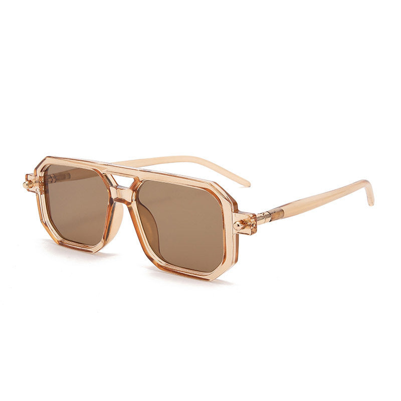 Lunettes de soleil à double pont Square-frame de style Street avec un Premium
