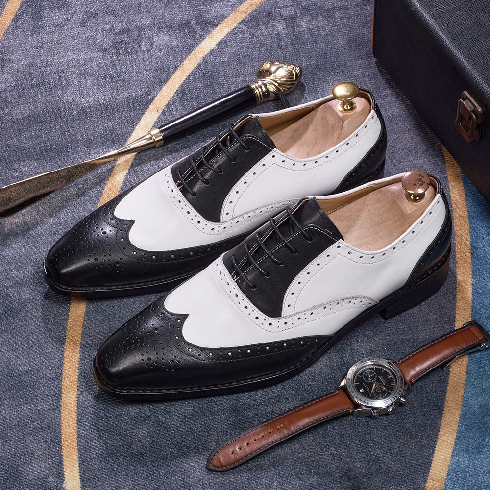 Brogues européennes et américaines pour hommes d'affaires et occasionnels portant des orteils pointus