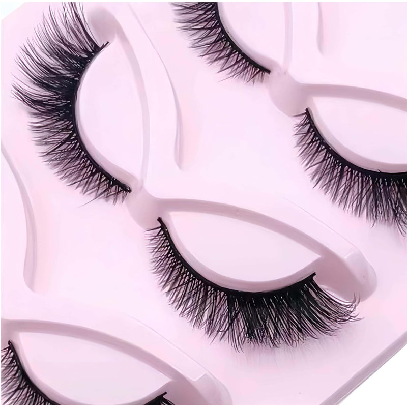 15Paires Chat Cils oculaires 3D naturel faux cils Fluffy Soft Cross Bande claire Cils Mang