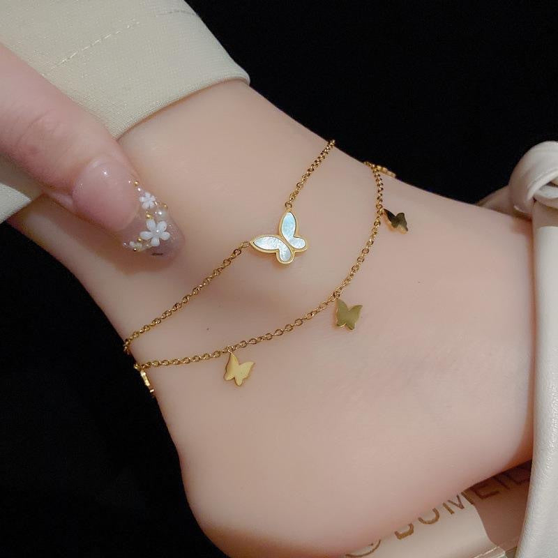 Butterfly Anklet pour les femmes haut 18k Or coloré Chaîne de pied tendance