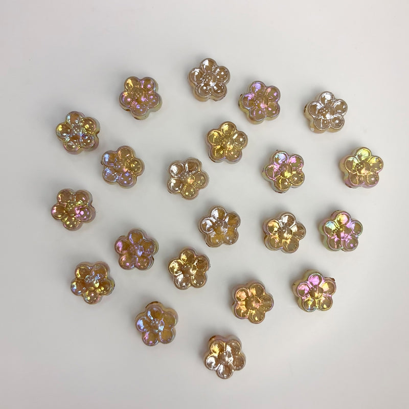 Mini perles de fleurs en acrylique 5-Petal avec paillettes d'or fin