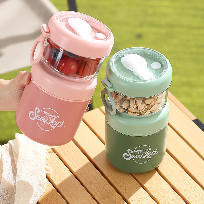 Mug de petit déjeuner en acier inoxydable avec couvercle