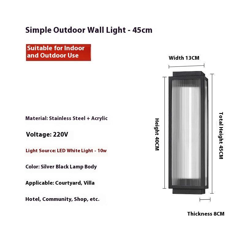 Lampe murale extérieure étanche en acier inoxydable