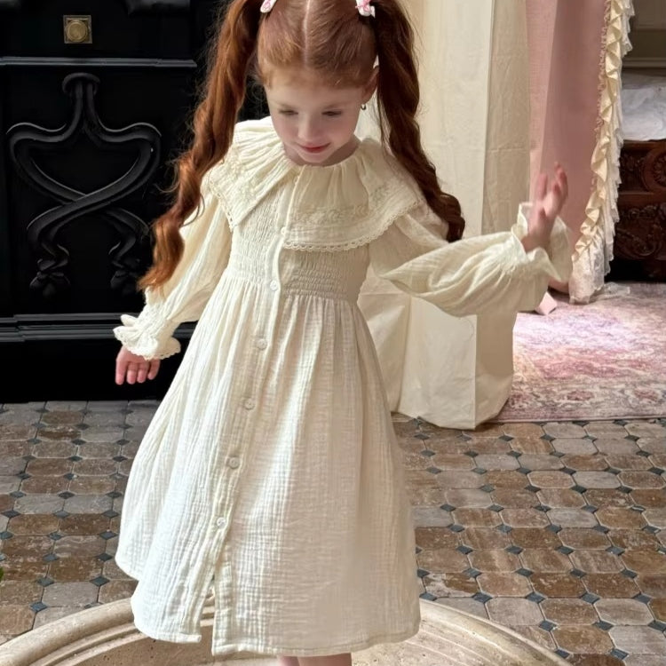 Robe longue en col en dentelle pour enfants
