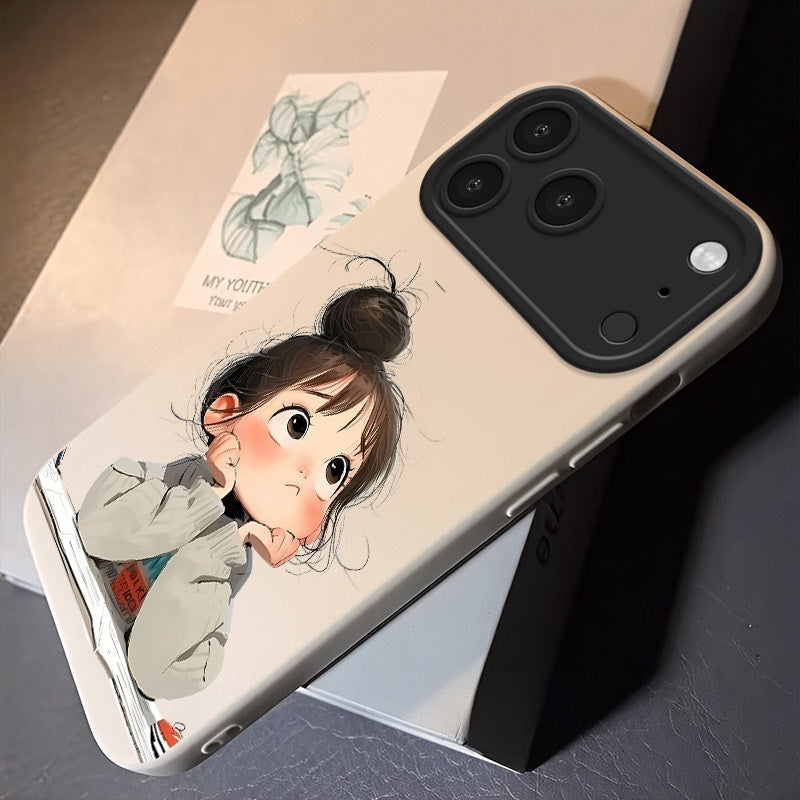 C'est créatif et polyvalent Cartoon Thinking Girl Phone Case