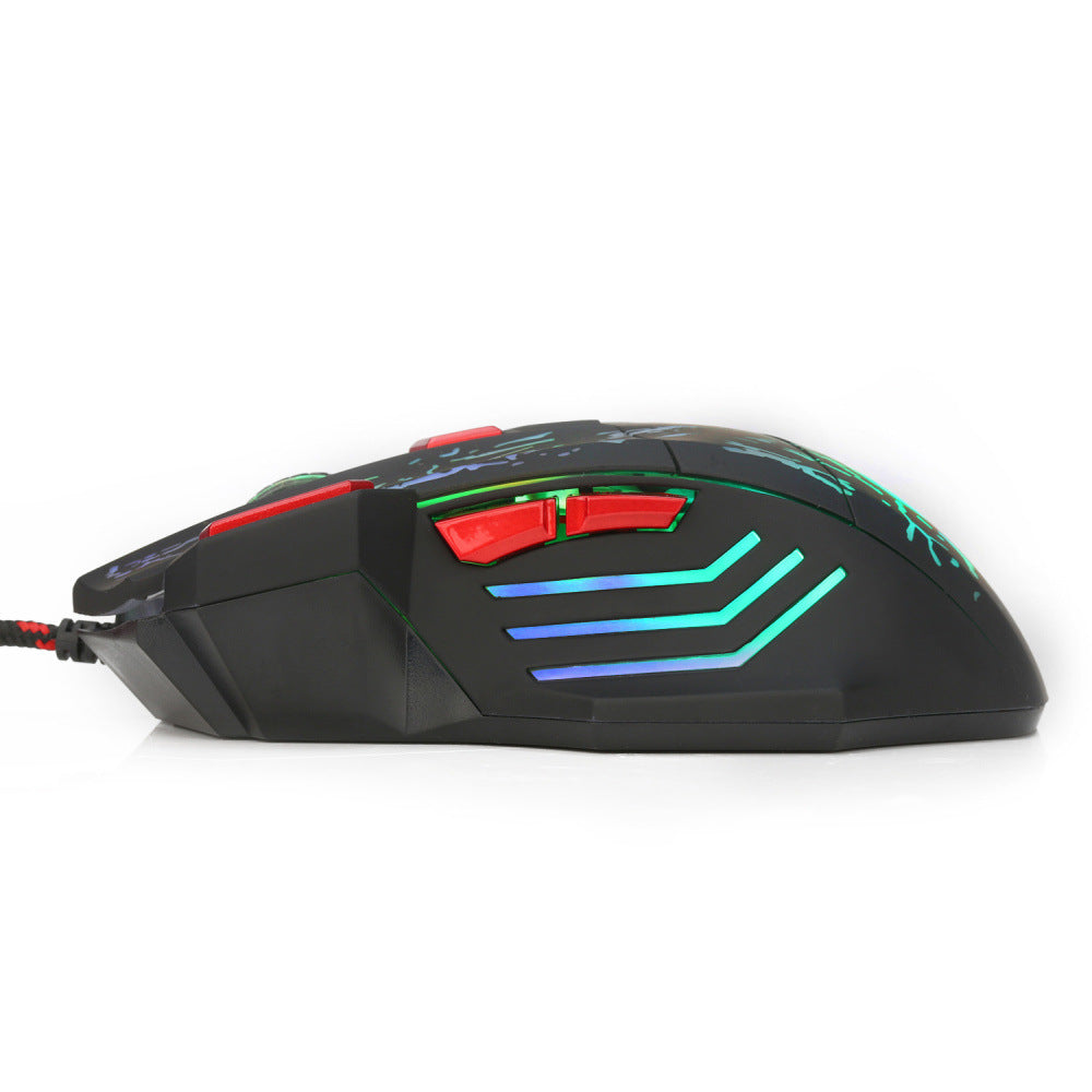 Crack d'eau coloré Souris de jeu lumineux Souris filaire