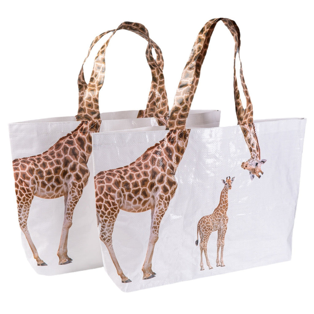 Tonte tissée avec le design de girafe Finition stratifiée Sac d'achat de grande capacité