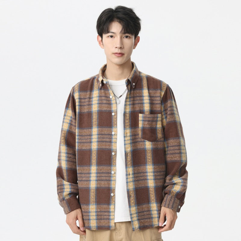 Chemise à volant brossé pour homme