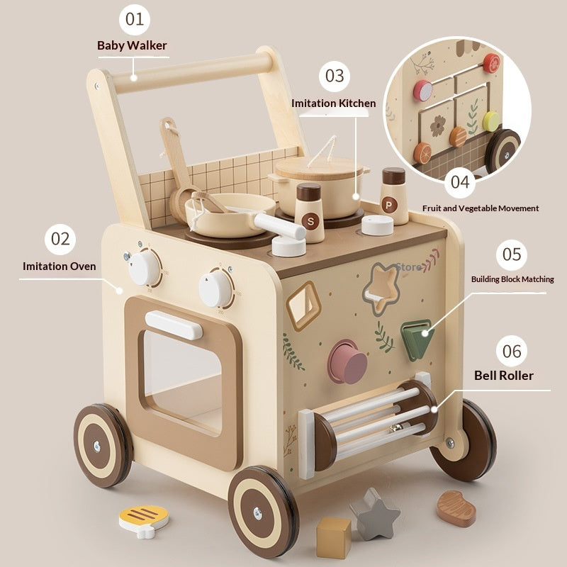 Camion à main en bois multifonctionnel Block Building pour tout-petits