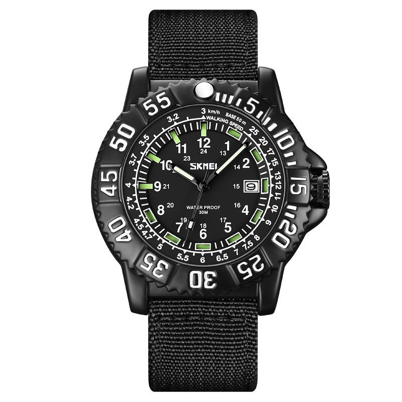 Calendrier personnalisé Hommes Lumineux Quartz montre avec une sangle de nylon occasionnel