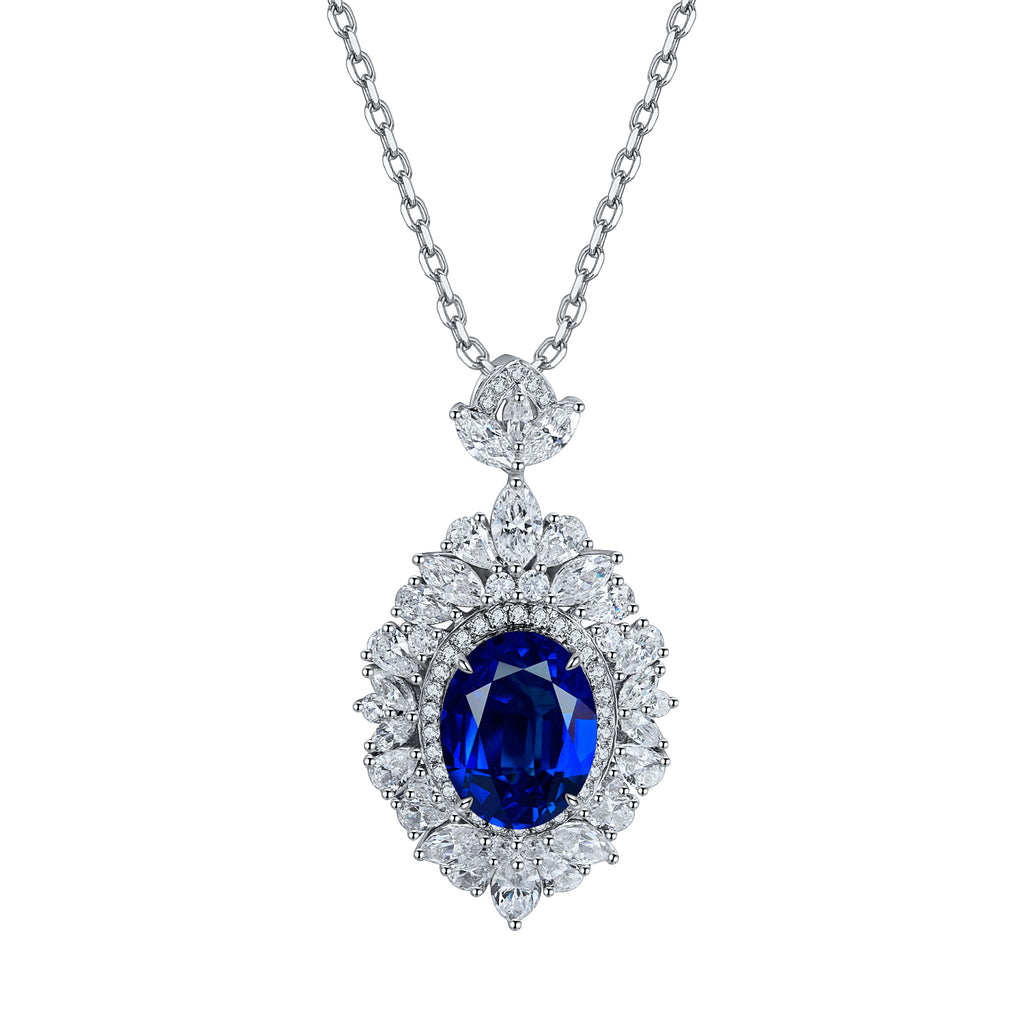 S925 Argent 4.3g Collier en pierre gemme créé par le laboratoire