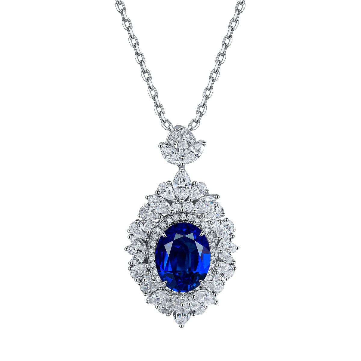 S925 Argent 4.3g Collier en pierre gemme créé par le laboratoire