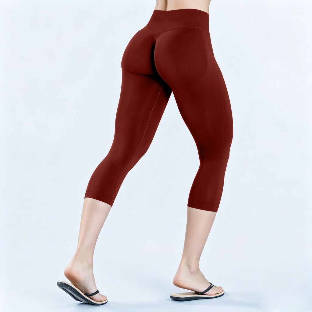Pantalon croppé à trois pans de la taille Conception plissée pour un effet de lifting des fesses Mer à basse altitude