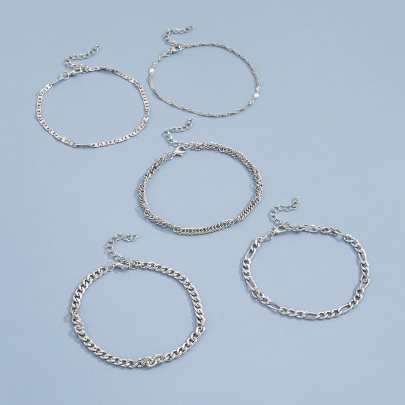 Simple chaîne métallique gracieuse Retro Creative Snake Chain set cinq pièces