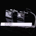 Robe pour homme Chemise en strass incrustée Argent Boutons de manchette Clip 3 pièces