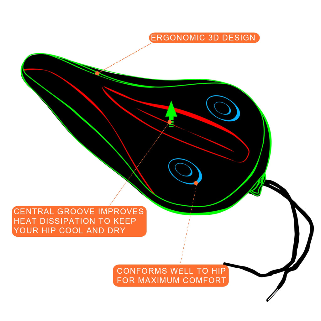 1Pc Non-slip Comfortable Bicycle Seat Cover Padded Bike Wear-Resistant Soft Cover