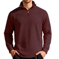 Homme d'affaires casual Loose-fit Jacquard Col d'équipage demi-zip Hoodie avec petite patte carrée