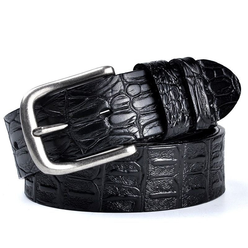 Modèle crocodile en cuir véritable homme Vintage épingle ceinture