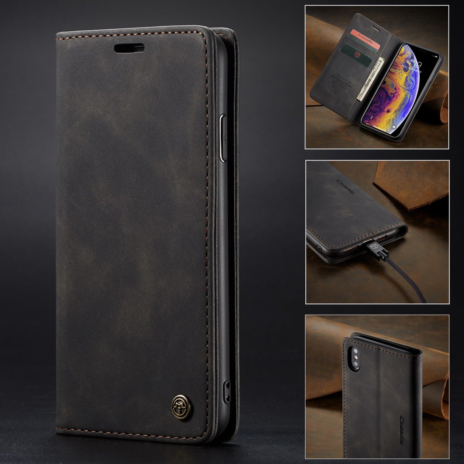 Multifonctionnel Leather Magnetic Phone Case Card Flip Protective Cover