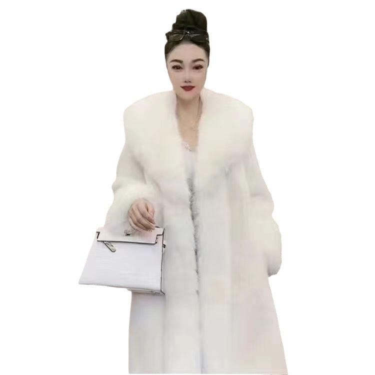 Surdimensionné Mink Fur Coat avec Faux Fox Fur Collar