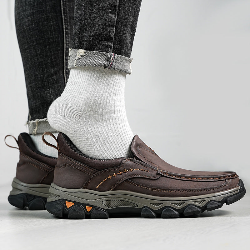 Chaussures en cuir casual homme avec des semelles épaisses