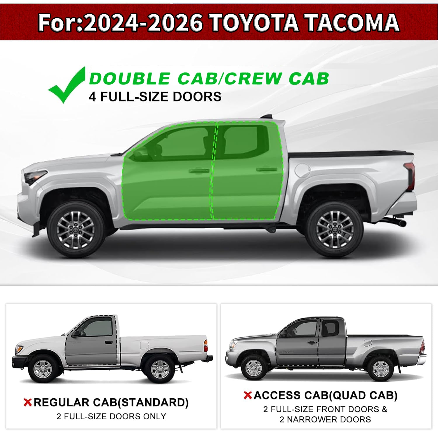 Planches de course Étapes latérales pour Toyota Tacoma Double Cab Drop Nerf Bars