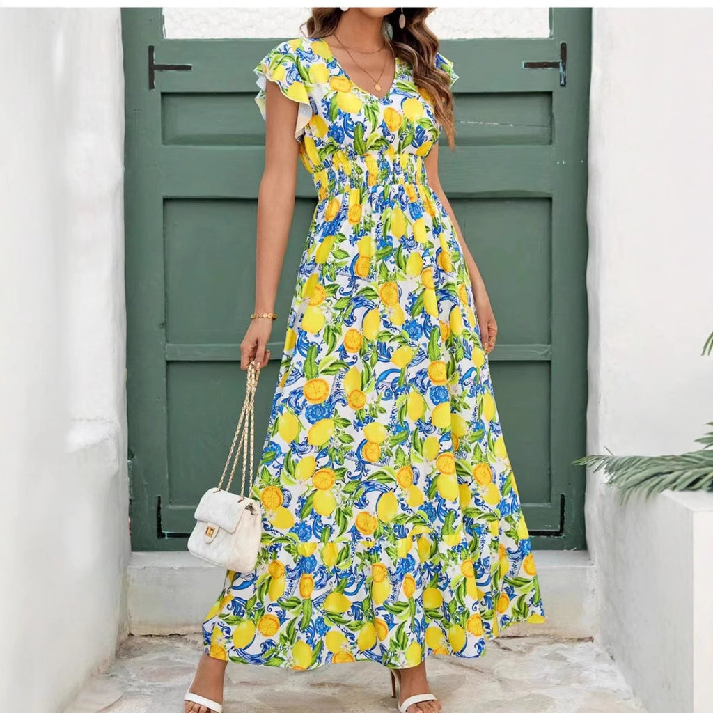 Robe à motifs citronnés