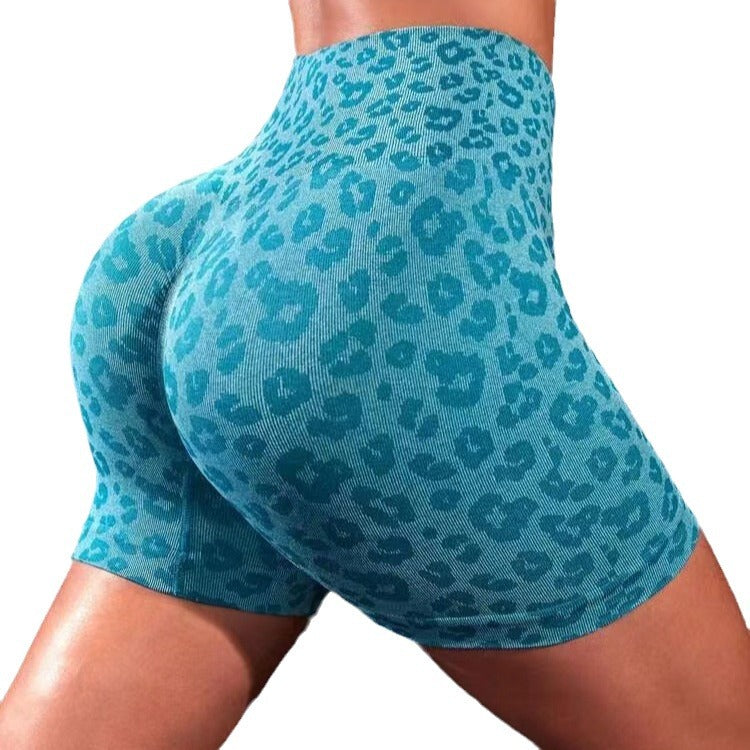 High Waist Leopard-print Shorts fitness Yoga Shorts