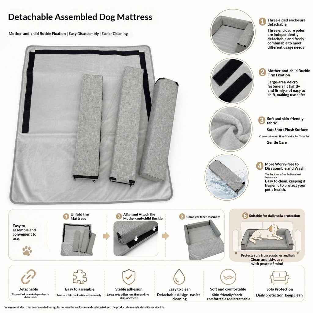Pet Sofa Matelas Detachable Design Facile à nettoyer doux et confortable pour la peau Trois