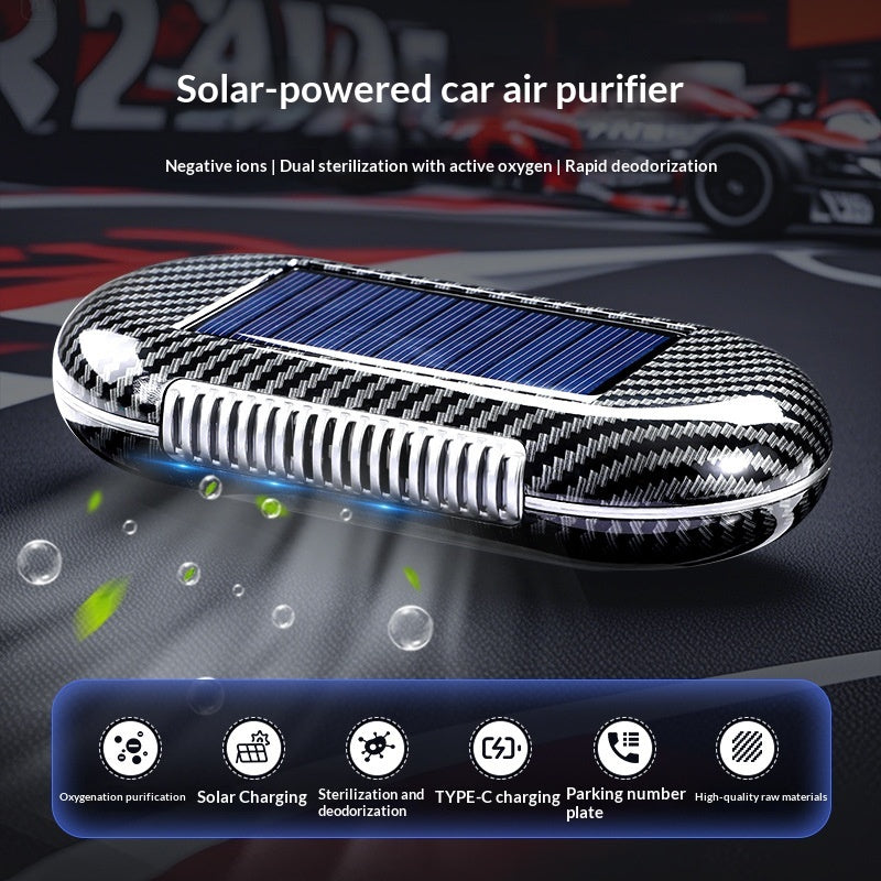 Solar Powered voiture purificateur d'air générateur d'ozone Odor Remover Désinfection intérieure automatique Dev