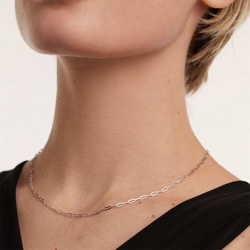 S925 Collier Argent Internet-célébrité StyleMinimalist Chaîne en orLight LuxuryNicheHigh-en