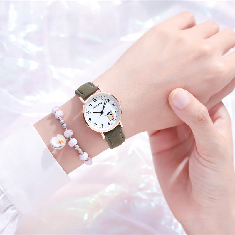 Imperméable Coréen mignons petites amies Pointer Cartoon Montre électronique Quartz