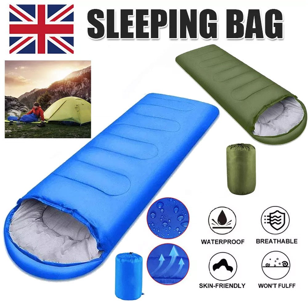3-4 SEASON SINGLE SLEEPING BAGS CAMPING RECTANGULAR ENVELOPE ZIP UP KIDS