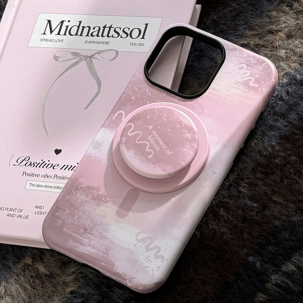Magnetic Phone Case with Rose-Brown Progressive Design and Built-in Stand