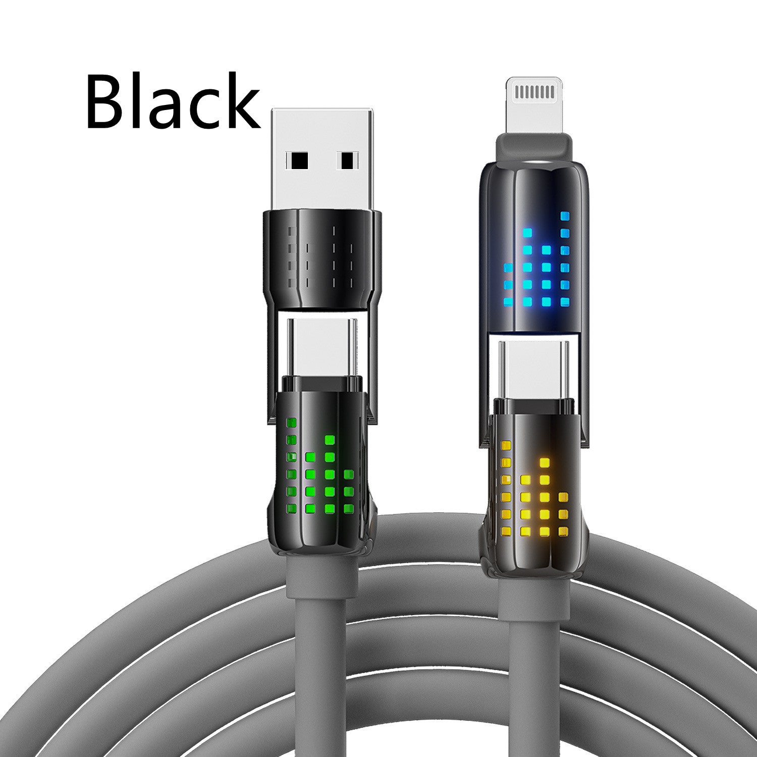 12m Longueur Super Soft Liquid Quatre en un pour Android Câble de données à charge rapide