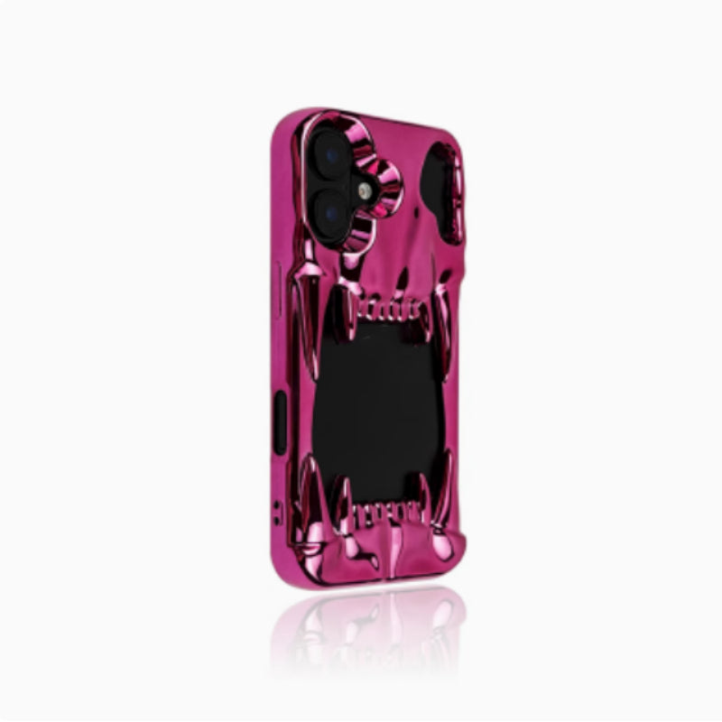 Electroplating Argent brillant Crâne creux Tiger dent téléphone mobile Case
