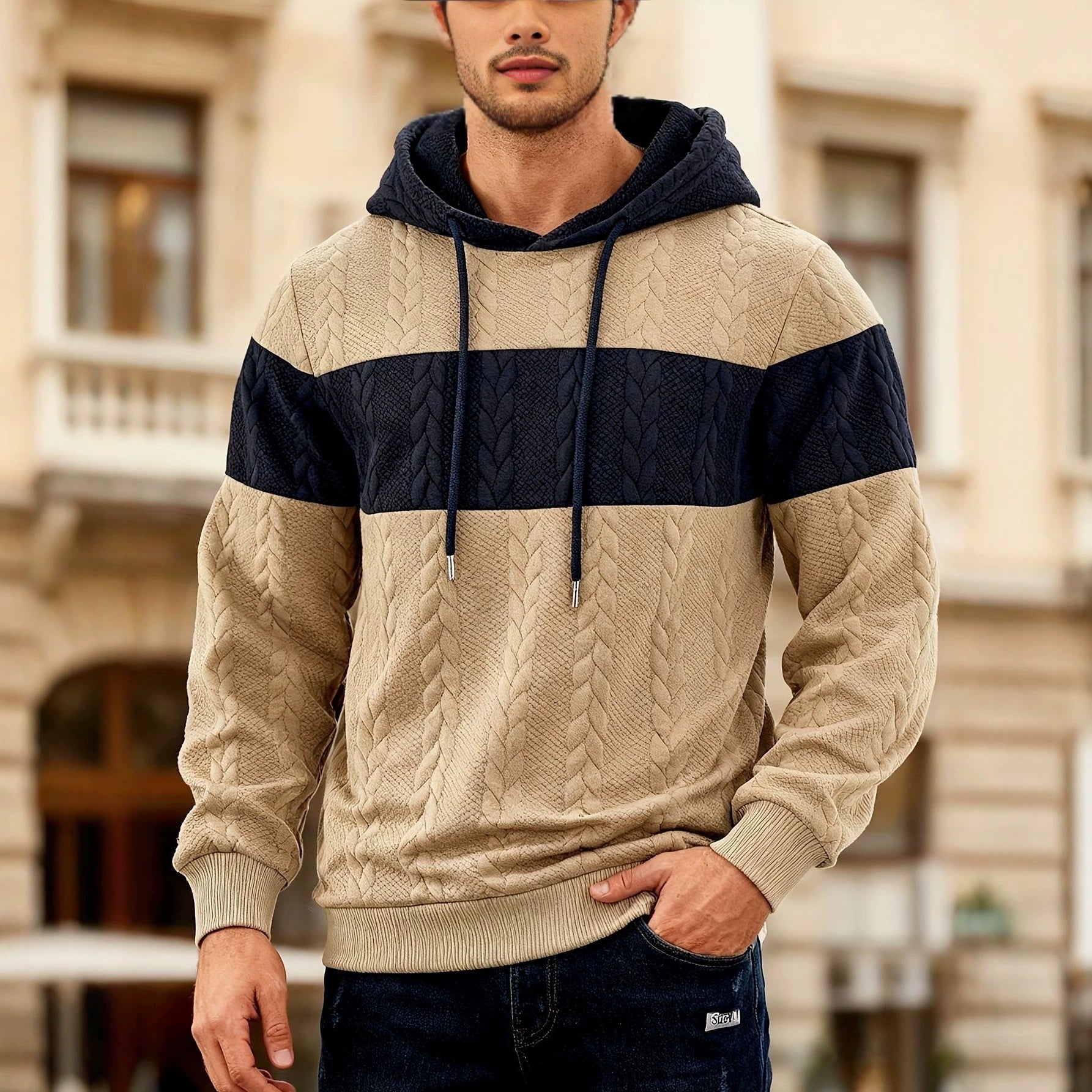 Sweat-shirt en cuir de couleur pour hommes