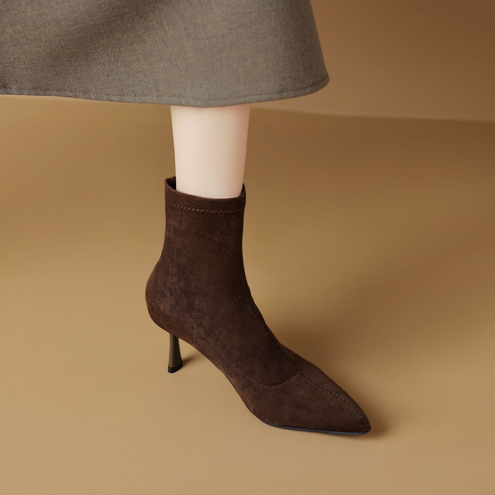 Bottes élégantes à pointe pointue de style français Stretch Slim-fit