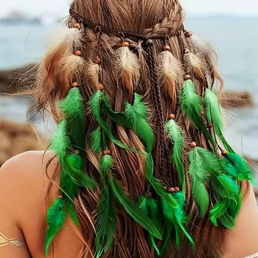 Coiffures longues bicolores Bohemian Feather Headwear